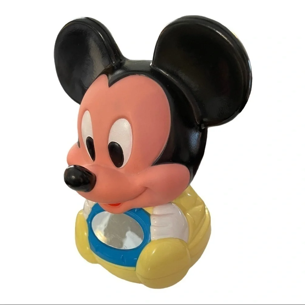 1980s Vintage Mickey Mouse Disney Yellow Roly-Poly Musical Toy